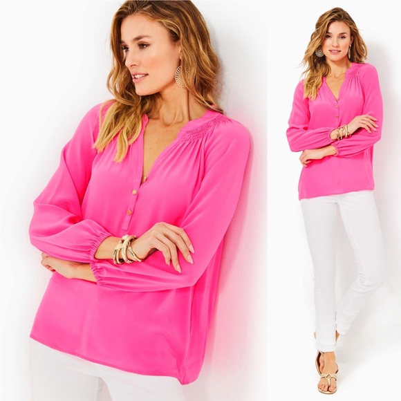 LILY PULLITZER Elsa Silk Top, Size Medium - Picture 5 of 11